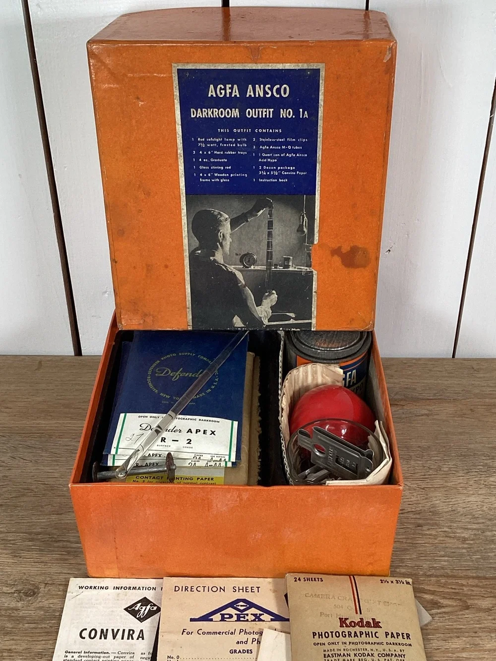 Vintage 1940s Agfa Ansco Darkroom Outfit No. 1A Film Developing Kit